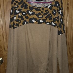 Leopard Print Colorblock Women's Blouse